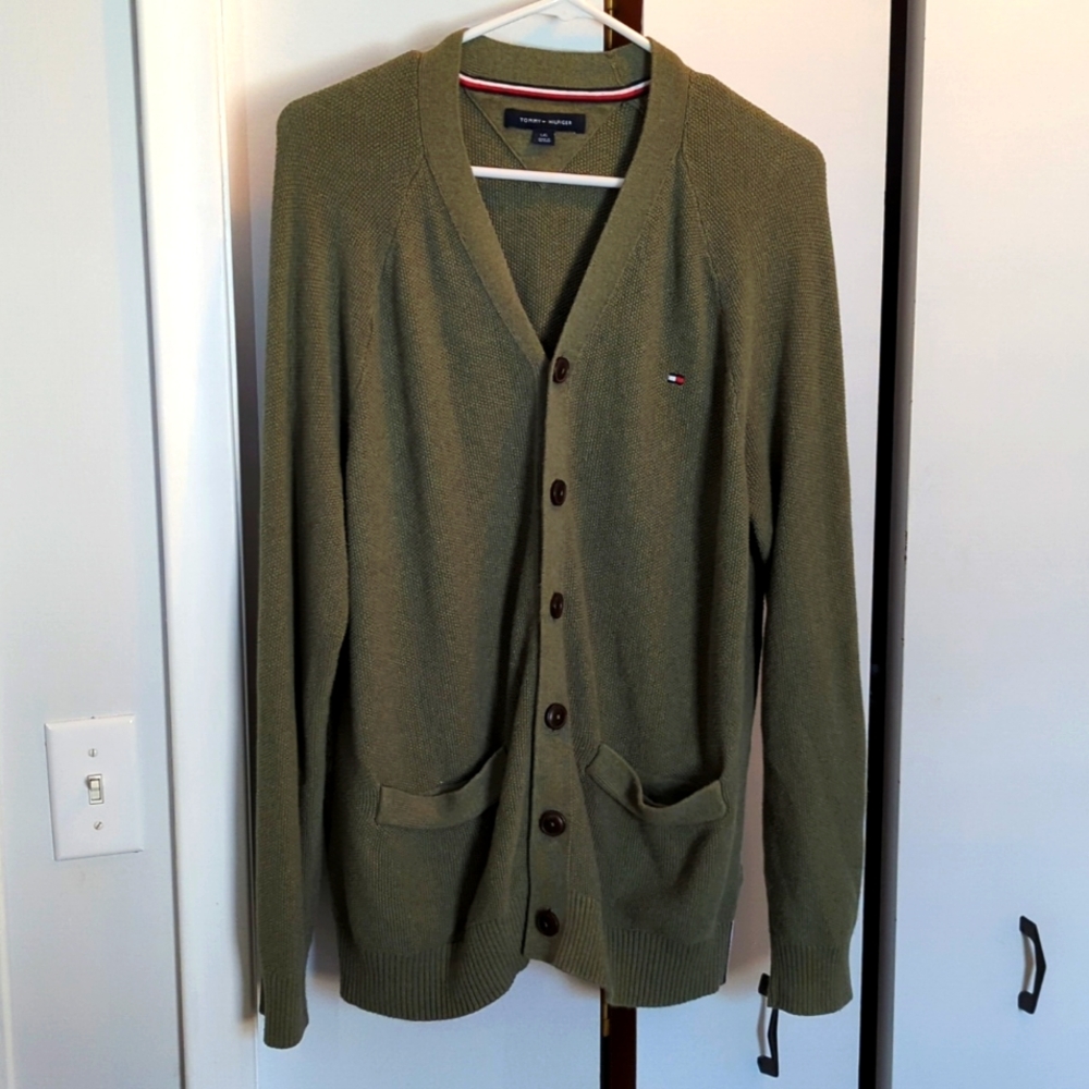 Tommy hilfiger green cardigan size L